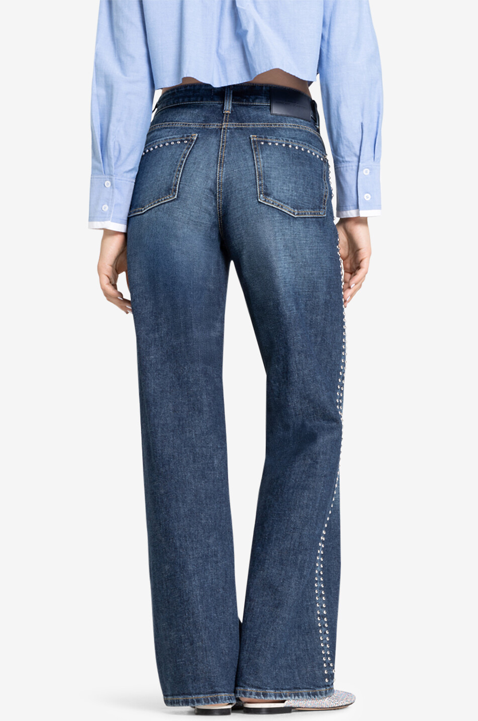 Aimee studded wide-leg jeans