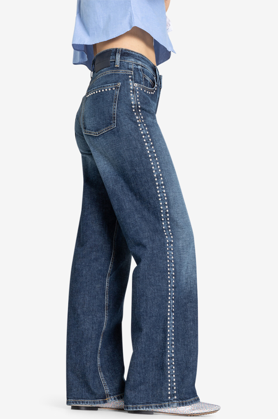 Aimee studded wide-leg jeans