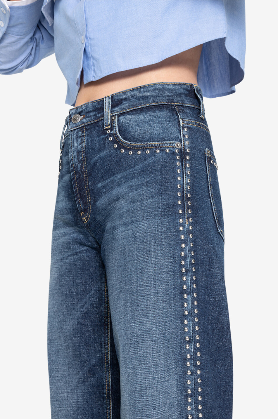 CAMBIO Aimee studded wide-leg jeans Women BLUE 7