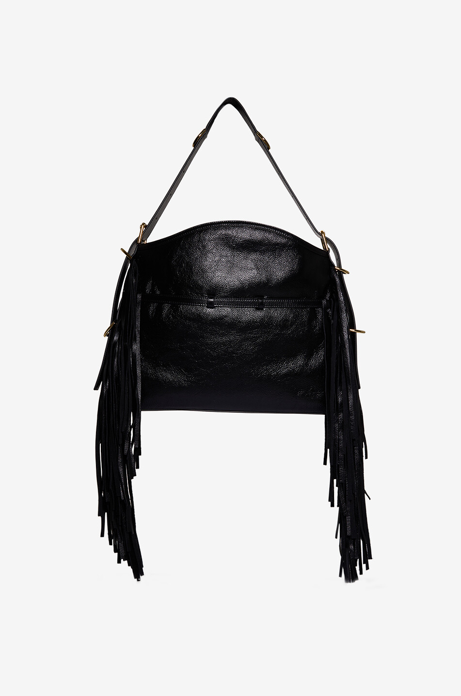 GIVENCHY Sac porté épaule en cuir grainé à franges Voyou Medium Femme NOIR 3