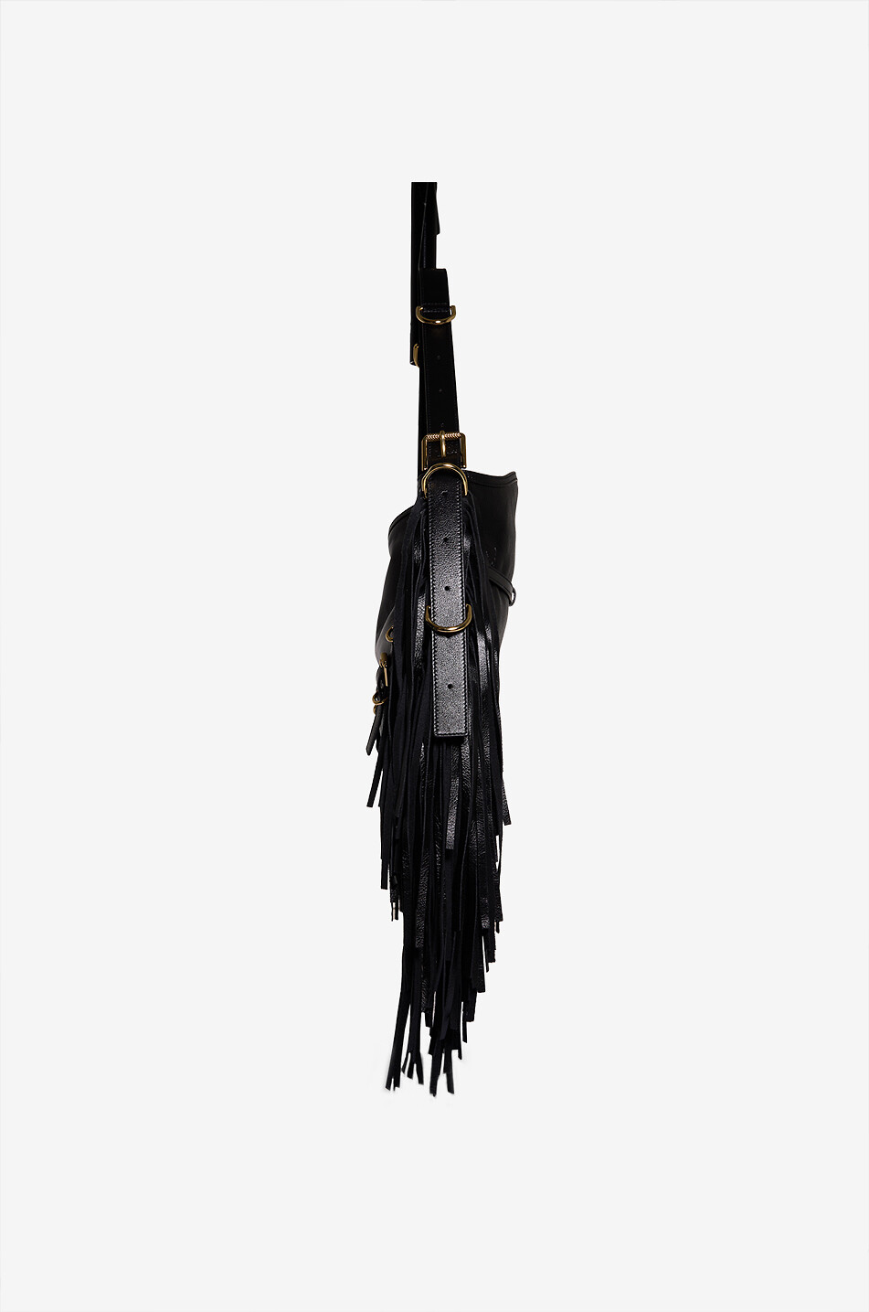 GIVENCHY Sac porté épaule en cuir grainé à franges Voyou Medium Femme NOIR 4