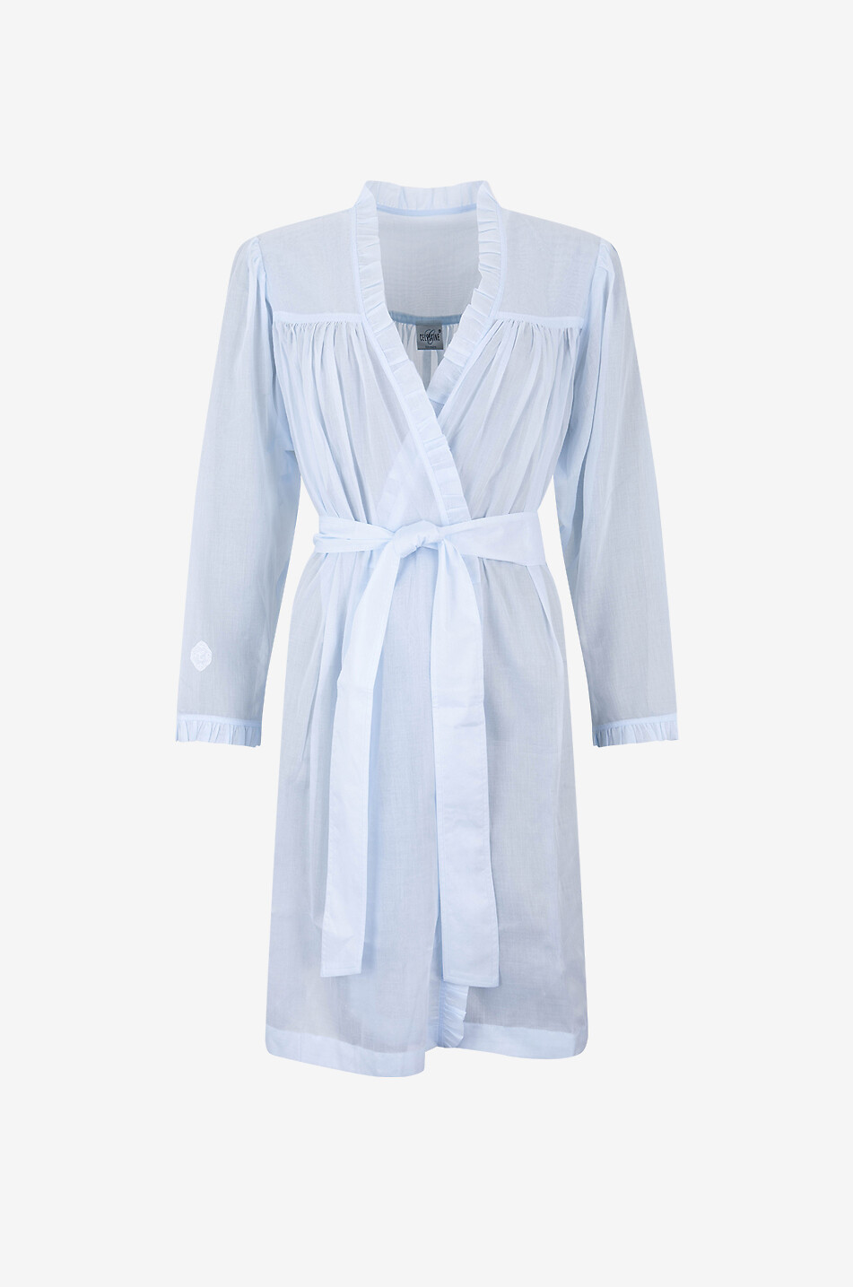 CELESTINE Celeste-1 cotton voile dressing gown with ruffles Women LIGHT BLUE 1