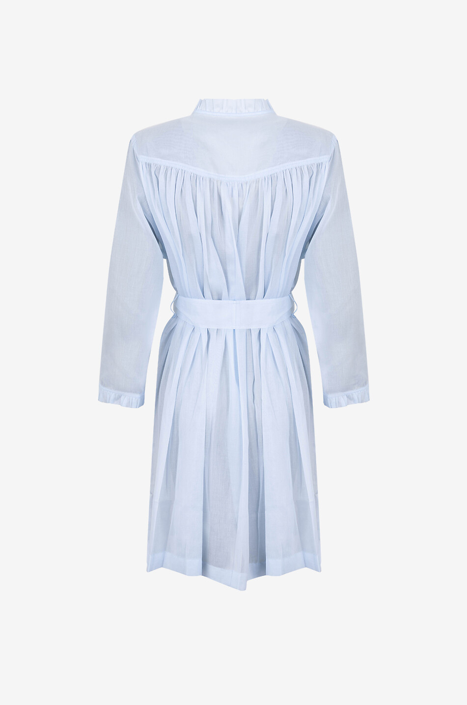 CELESTINE Celeste-1 cotton voile dressing gown with ruffles Women LIGHT BLUE 2