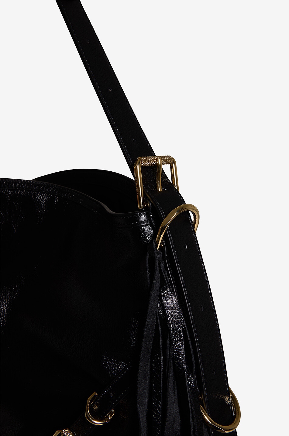 GIVENCHY Sac porté épaule en cuir grainé à franges Voyou Medium Femme NOIR 5