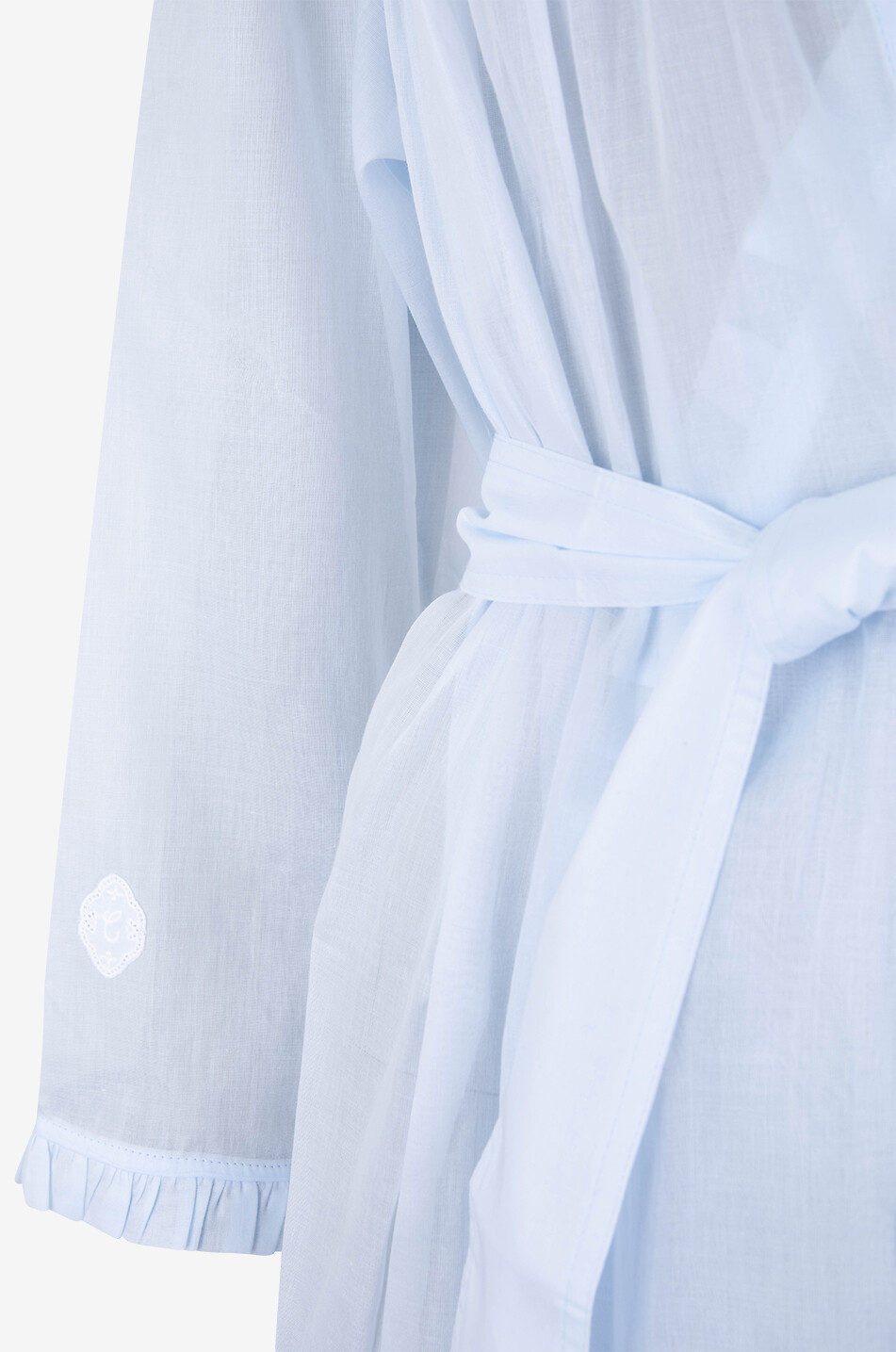 CELESTINE Celeste-1 cotton voile dressing gown with ruffles Women LIGHT BLUE 3