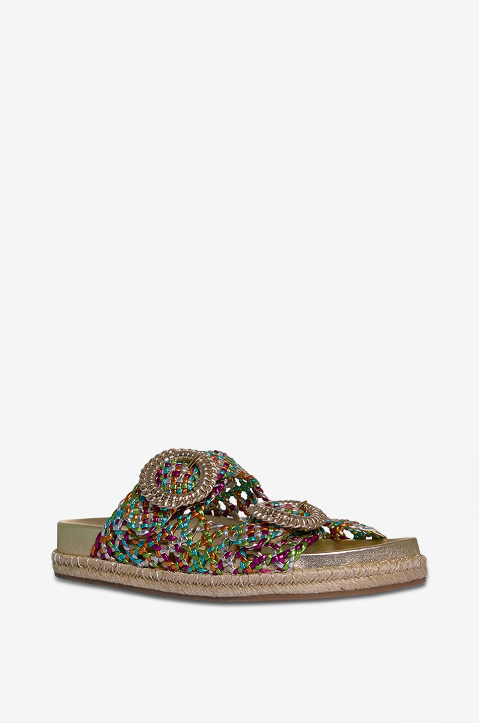 Flache Metallic-Utility-Sandalen Rivera