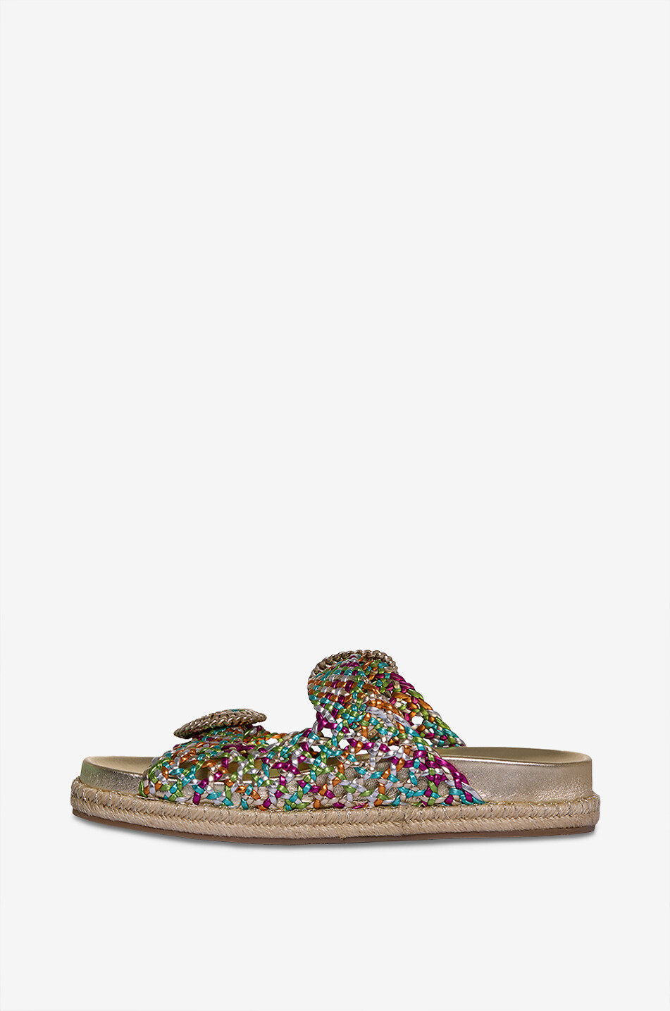 AQUAZZURA Rivera flat metallic footbed sandals Women MULTI COLOURED 3