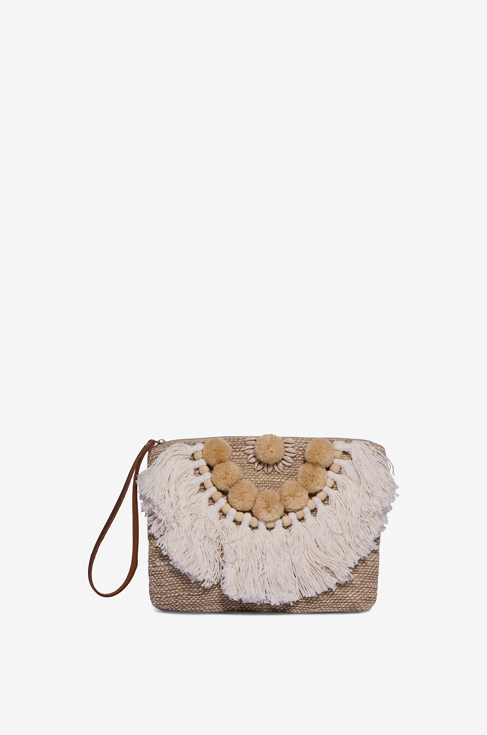 BOUTIQUE BONITA Bohemian palm leaf clutch Women BEIGE 1