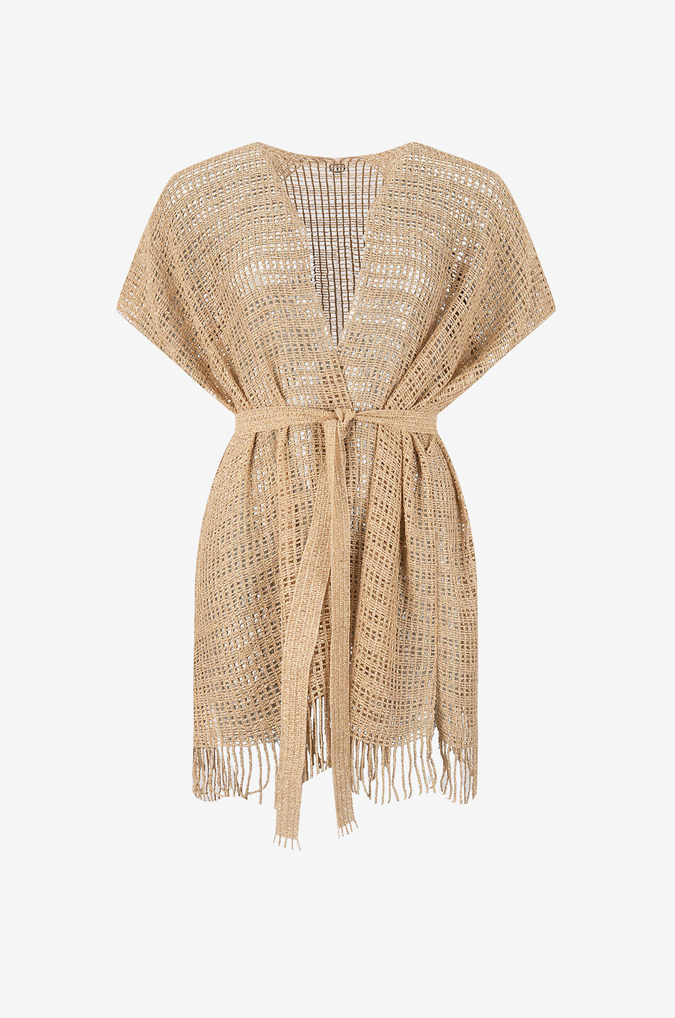 Fringed openwork kimono