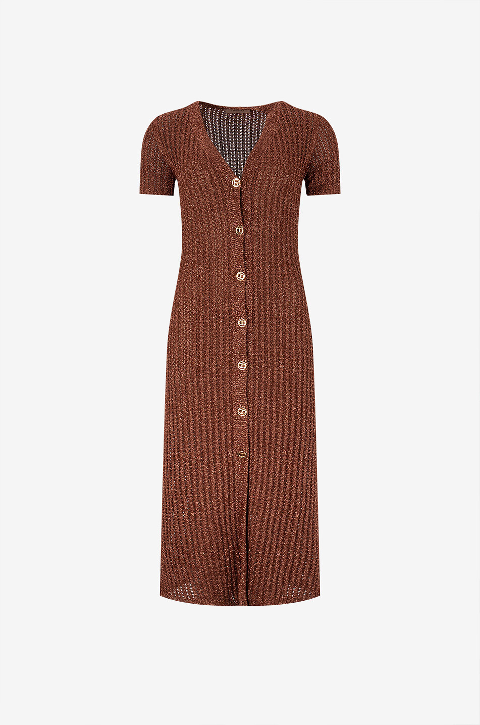 Geknöpftes Kleid im Rippstrick