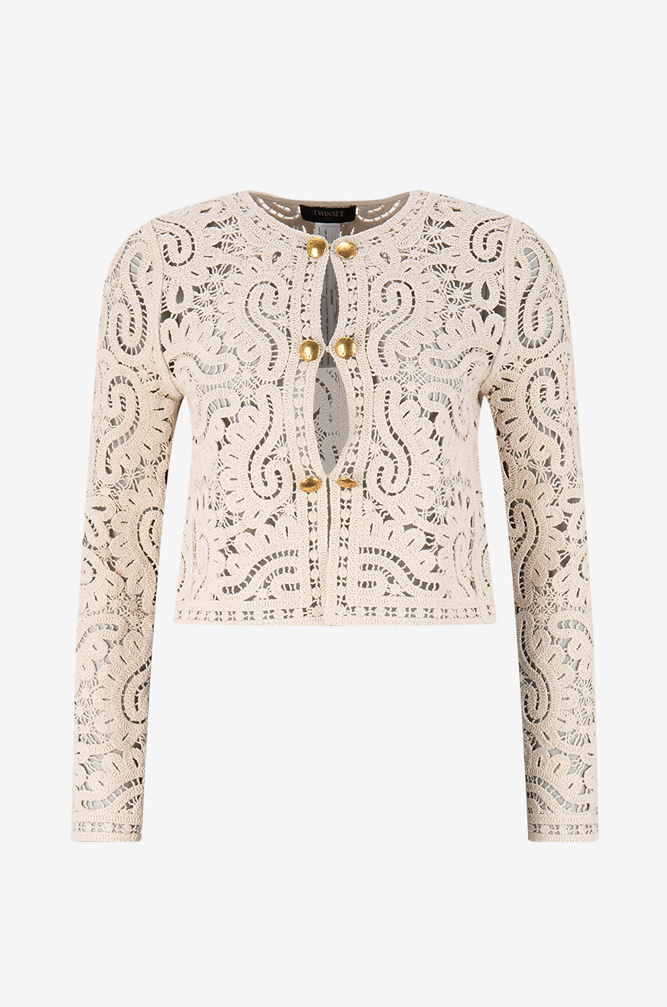TWINSET Cardigan en macramé Femme BLANC CASSE 1