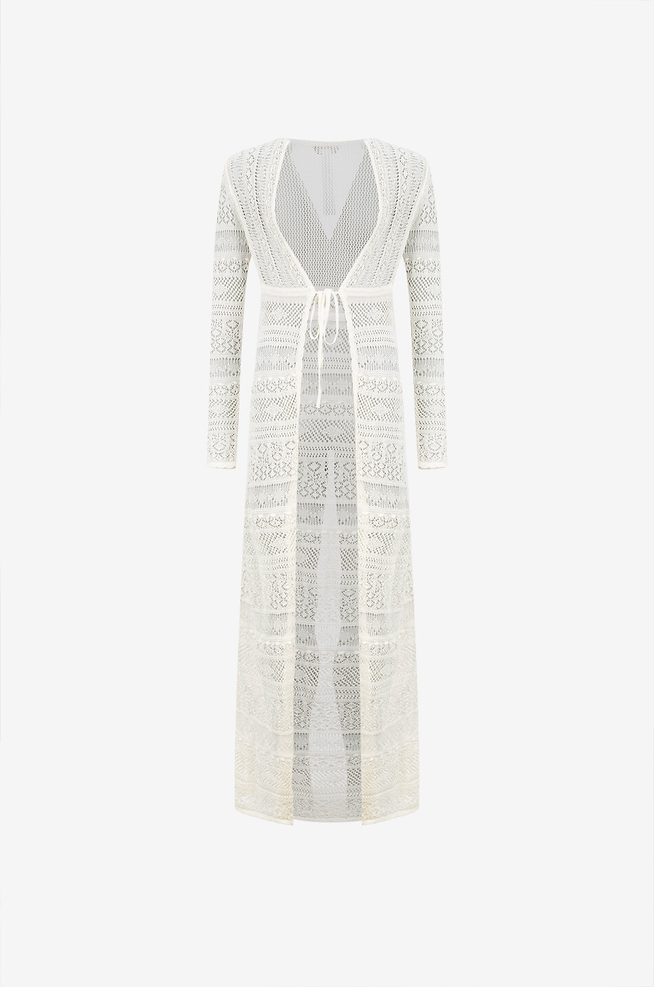 TWINSET Long crochet coat Women WHITE 1