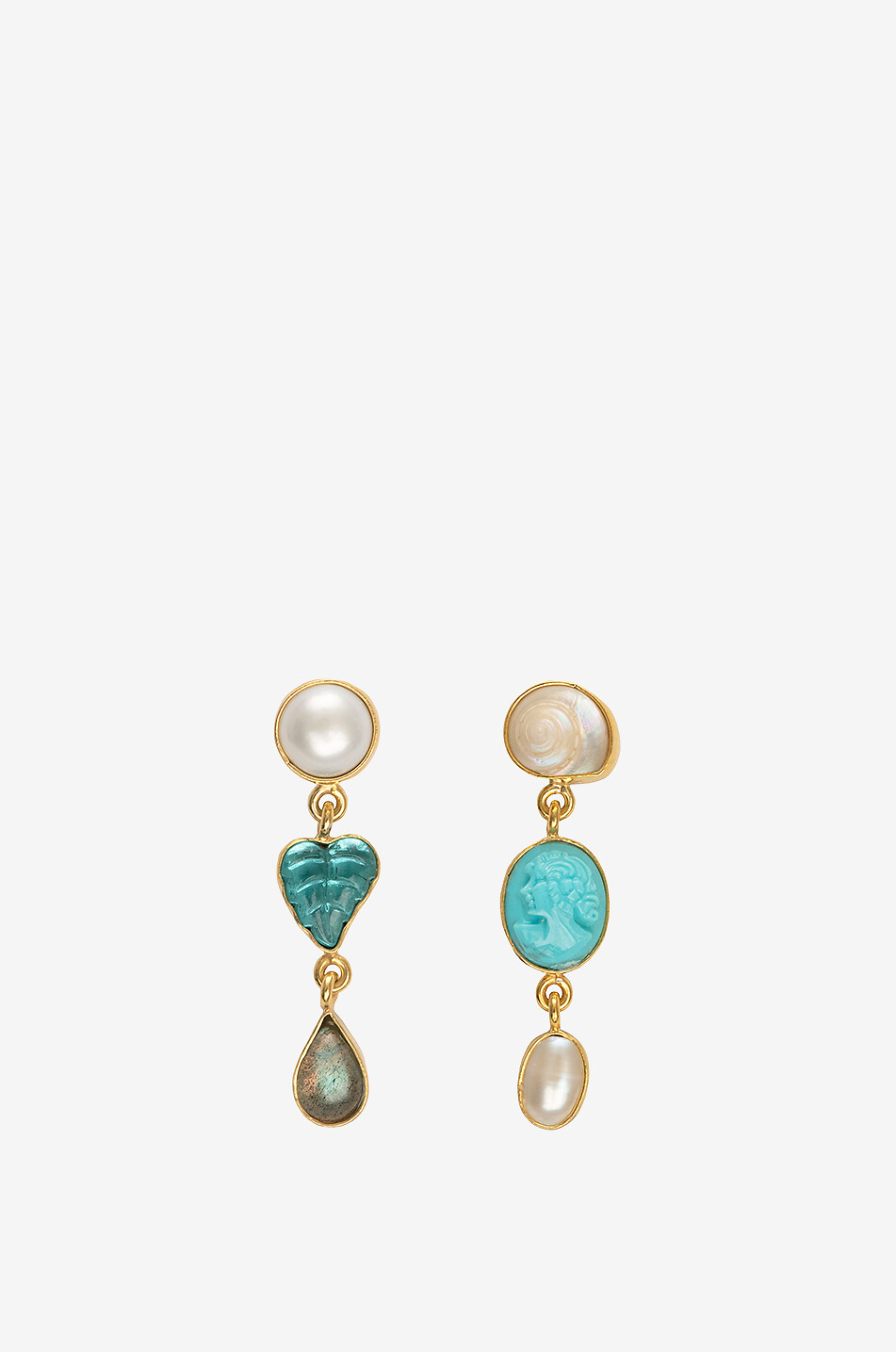 Boucles d'oreilles ornées de turquoise et perles Three Charm Moving Drop