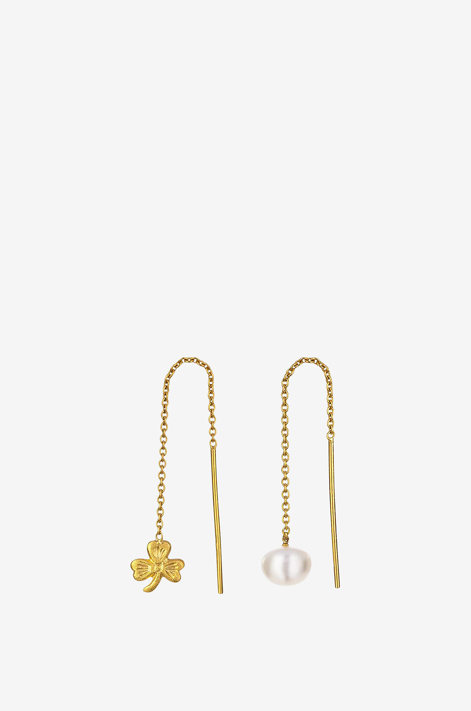 GRAINNE MORTON Kettenohrringe Pearl & Shamrock Thread Through Damen GOLDEN 1