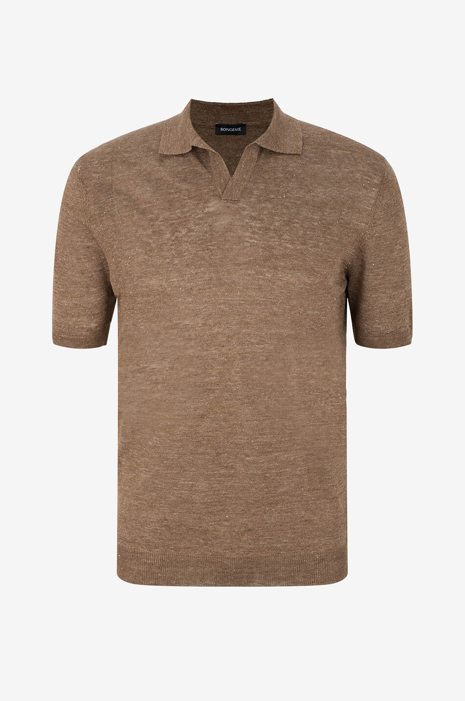 GRAN SASSO Tennis knit linen polo shirt Men MEDIUM BROWN 1