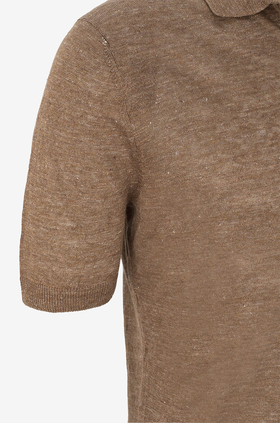 GRAN SASSO Tennis knit linen polo shirt Men MEDIUM BROWN 3