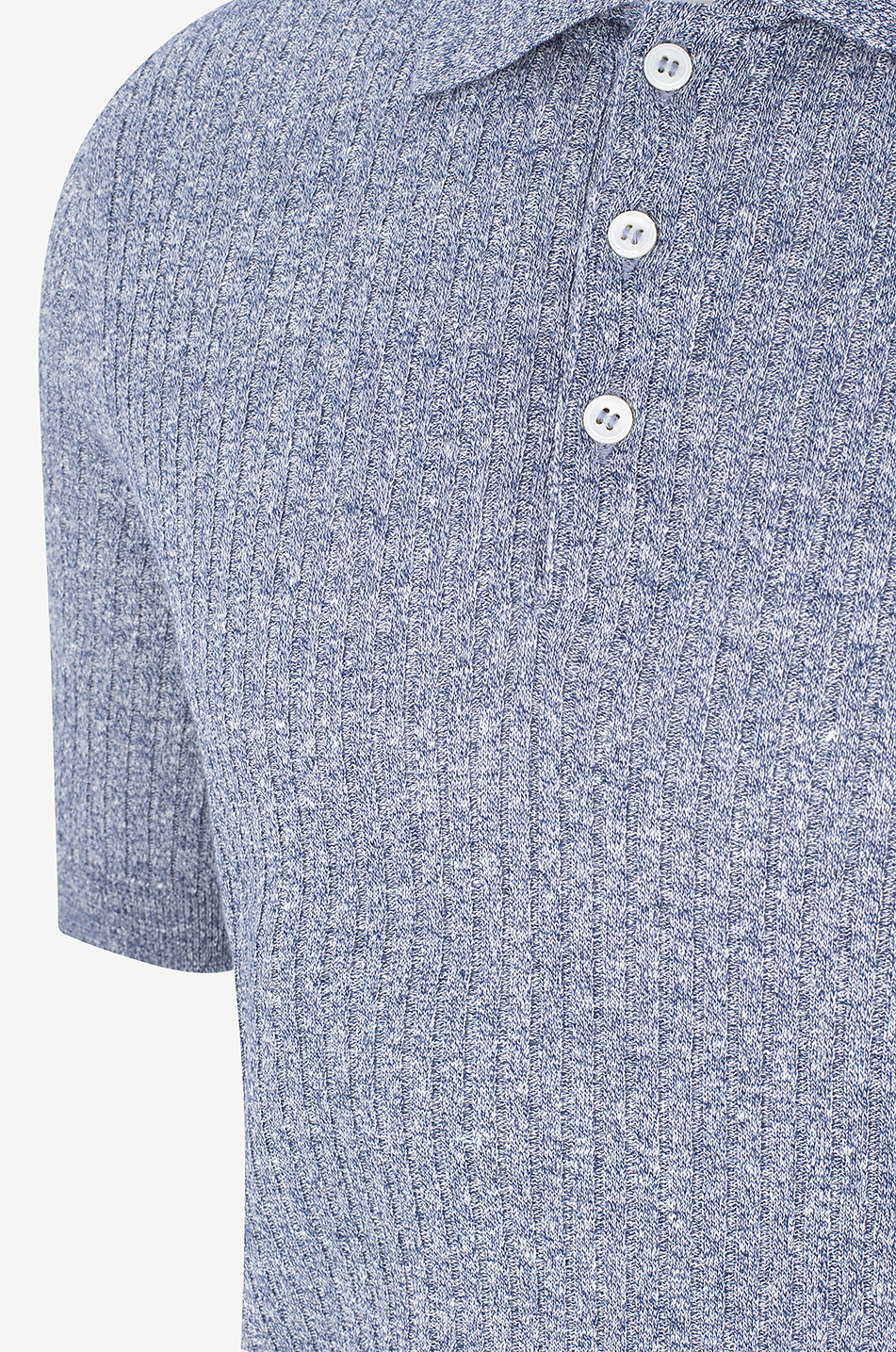 GRAN SASSO Linen and cotton polo shirt Men MEDIUM BLUE 3