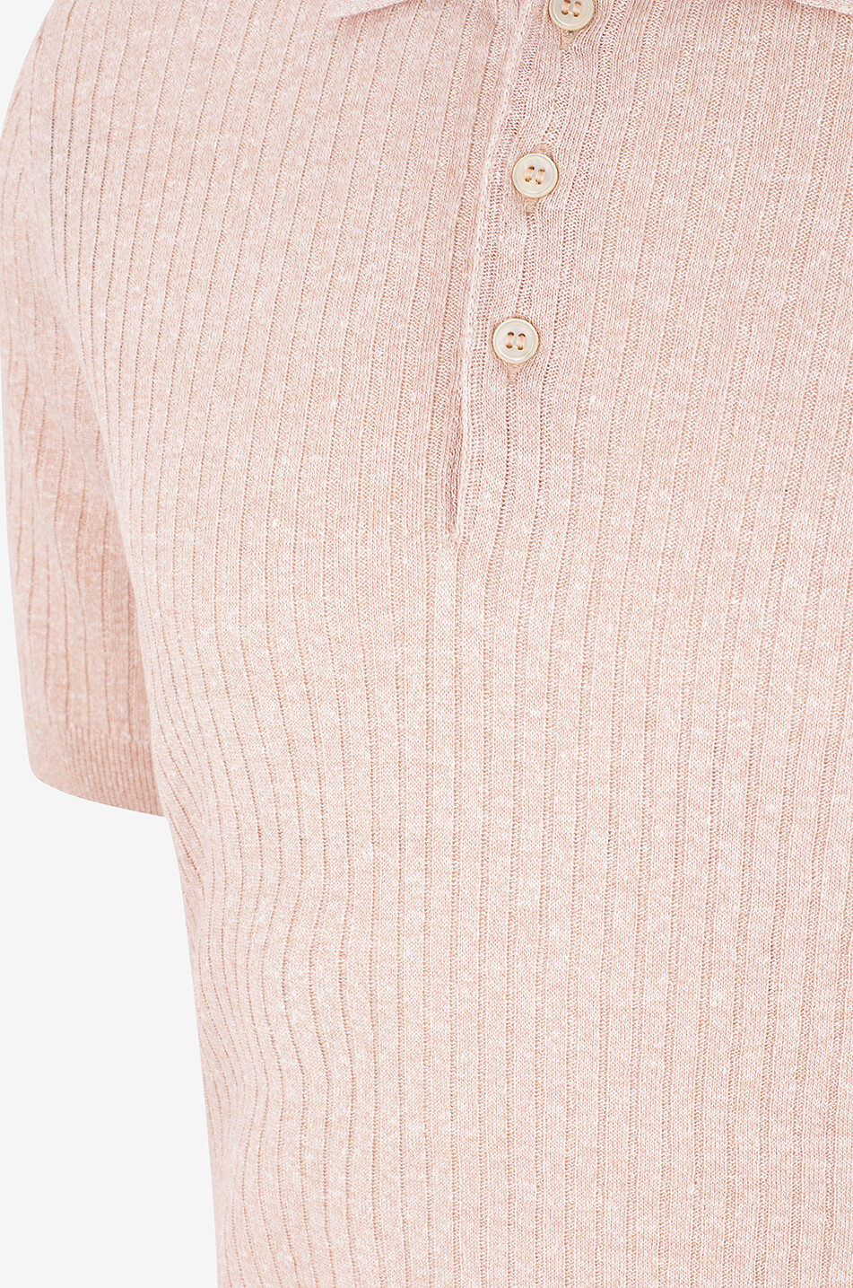 GRAN SASSO Linen and cotton polo shirt Men MEDIUM PINK 3