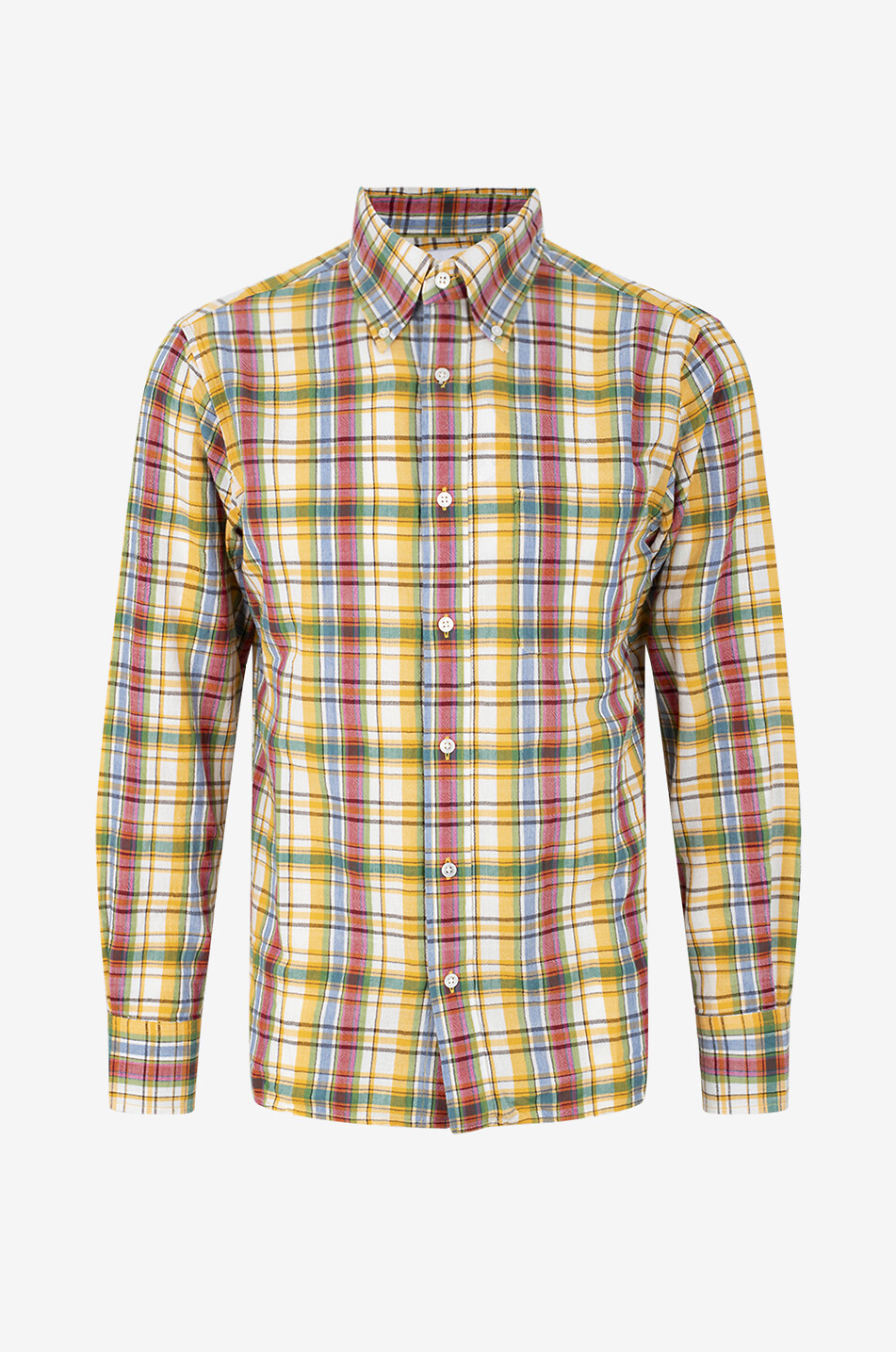 04651/ Langärmeliges Hemd aus Baumwolle Madras Shirt Herren GELB 1