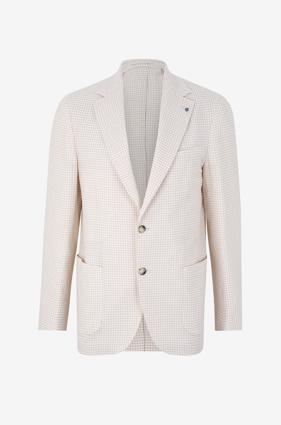 GIAMPAOLO Gallipoli gingham check cotton blazer Men Light beige 1