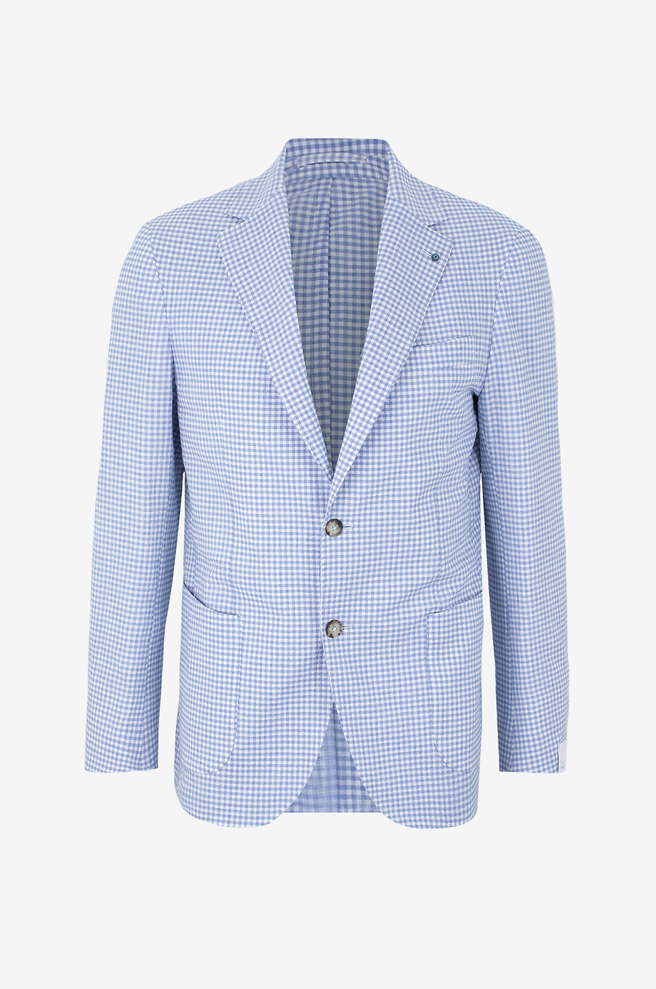 GIAMPAOLO Gallipoli gingham check cotton blazer Men MEDIUM BLUE 1
