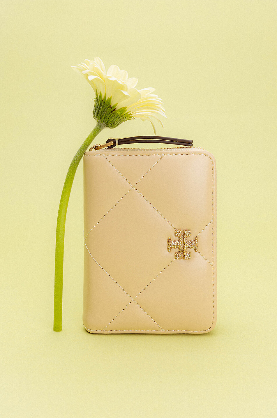 TORY BURCH Kira small quilted leather wallet Women EGGSHELL 5