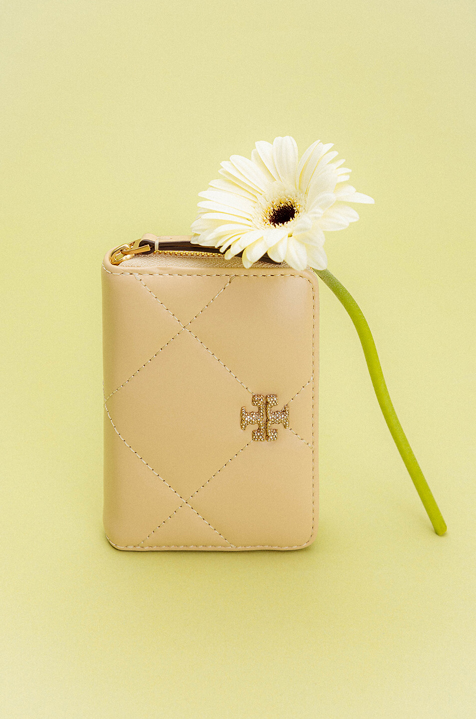 TORY BURCH Kira small quilted leather wallet Women EGGSHELL 3