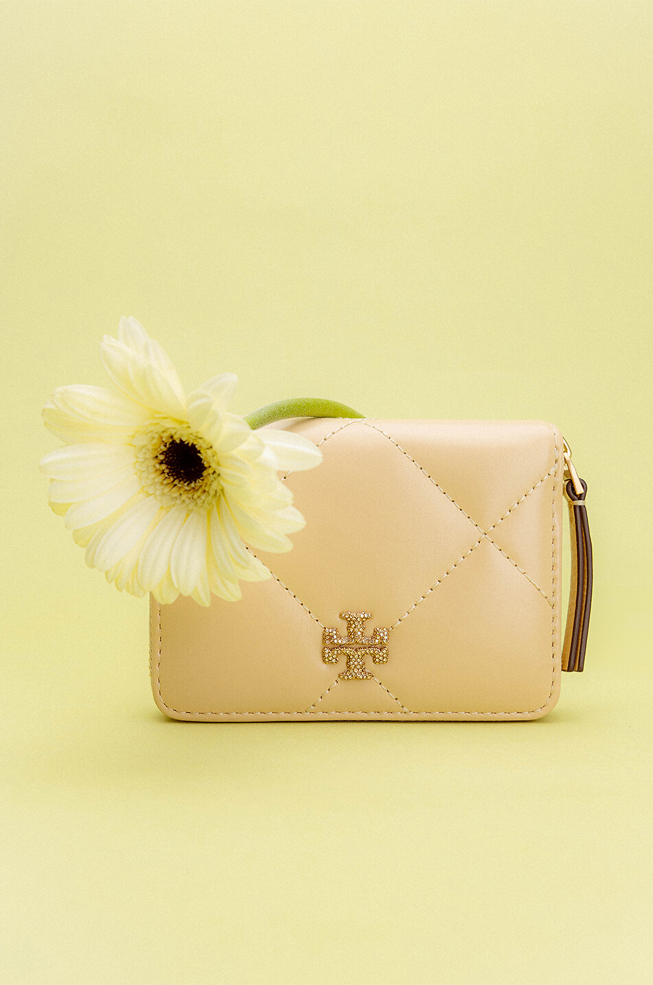 TORY BURCH Kira small quilted leather wallet Women EGGSHELL 4