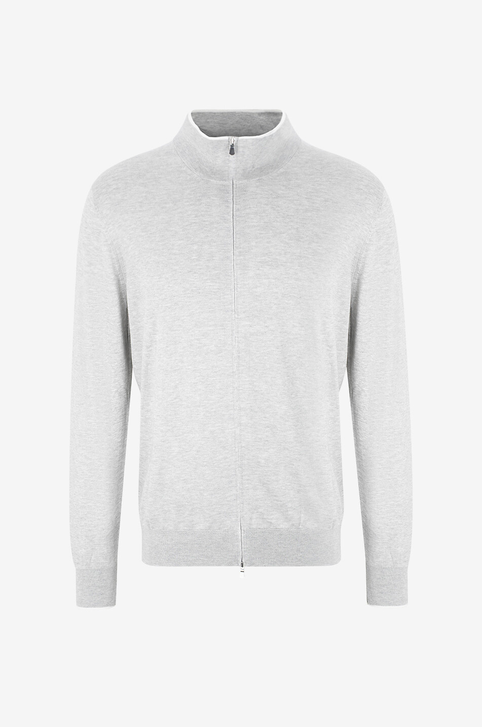 Pull à col montant en soie et coton