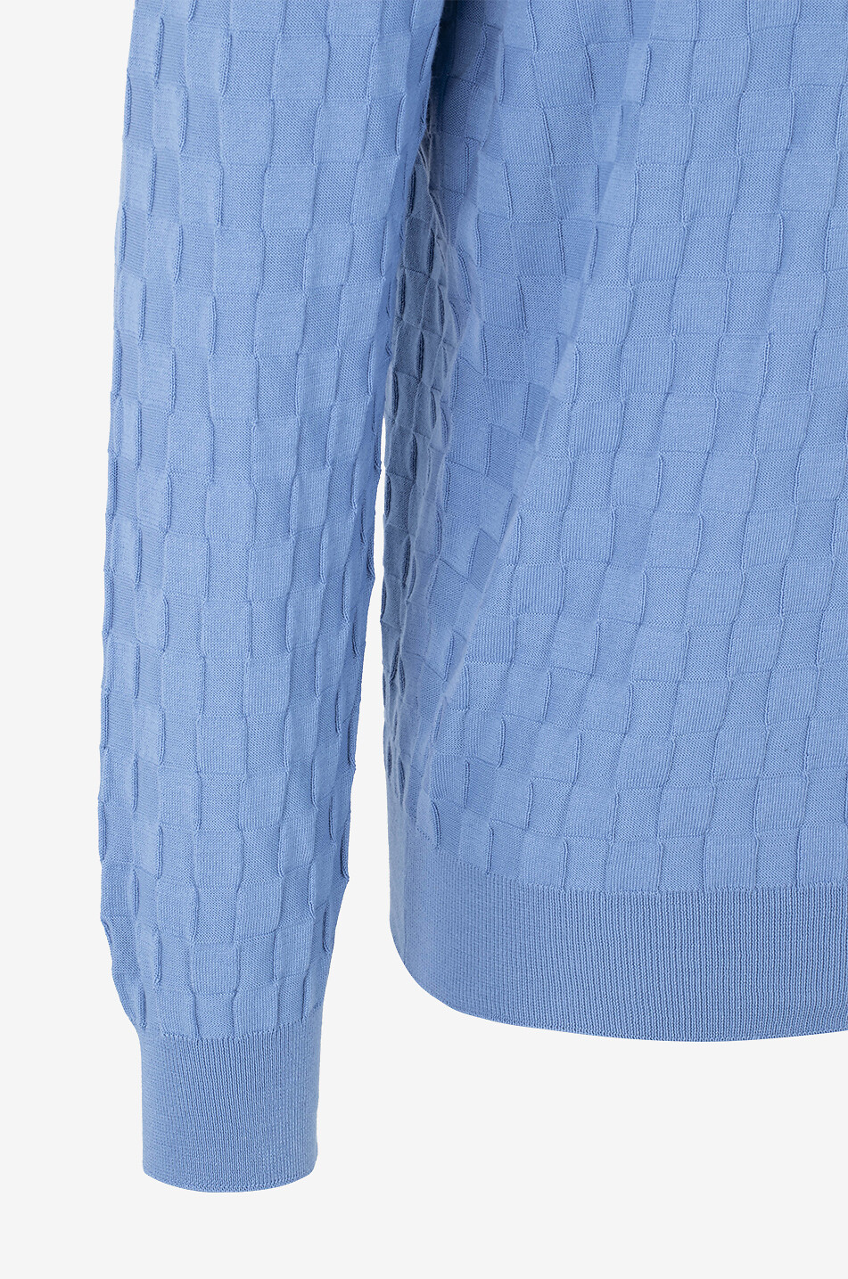 GRAN SASSO Pull à col rond en coton motif damier Homme BLEU MOYEN 3