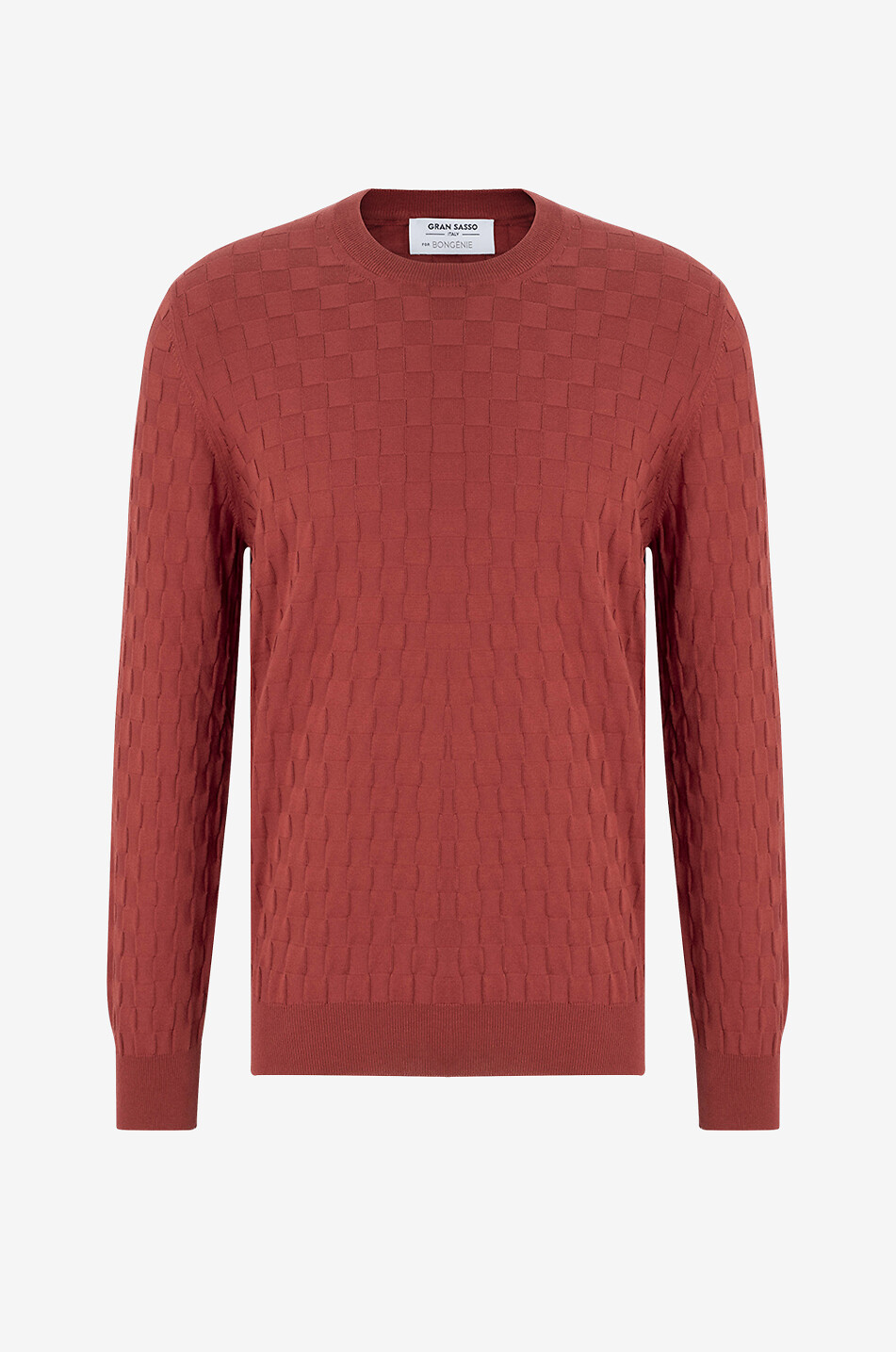 GRAN SASSO Pull à col rond en coton motif damier Homme ROUGE MOYEN 1