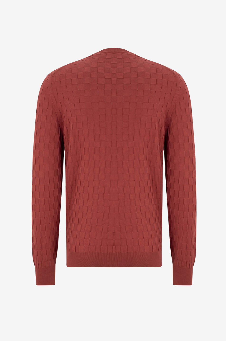 Pull à col rond en coton motif damier