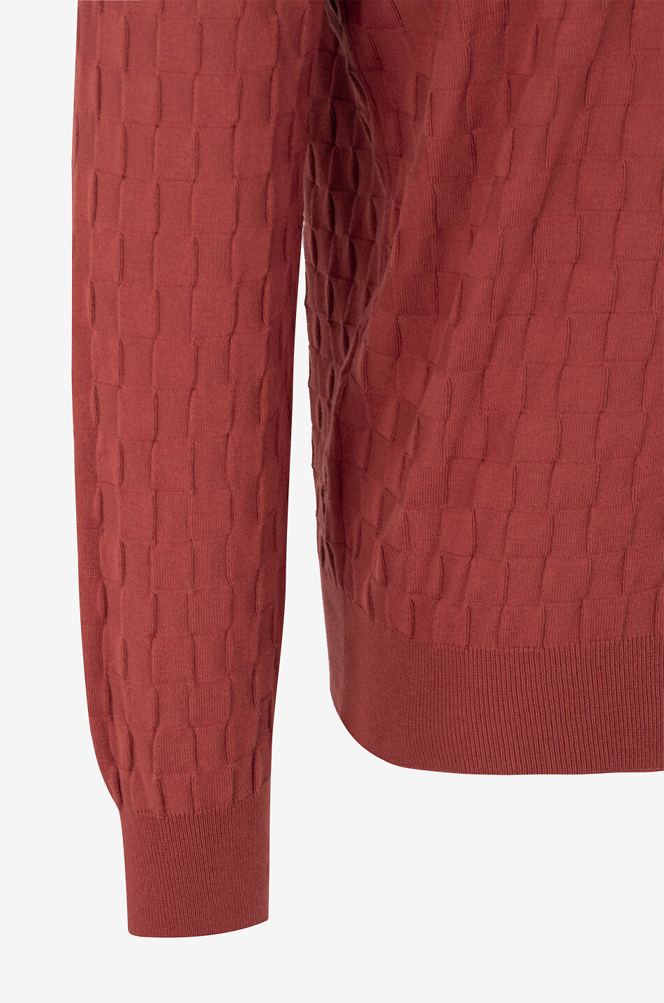 Pull à col rond en coton motif damier