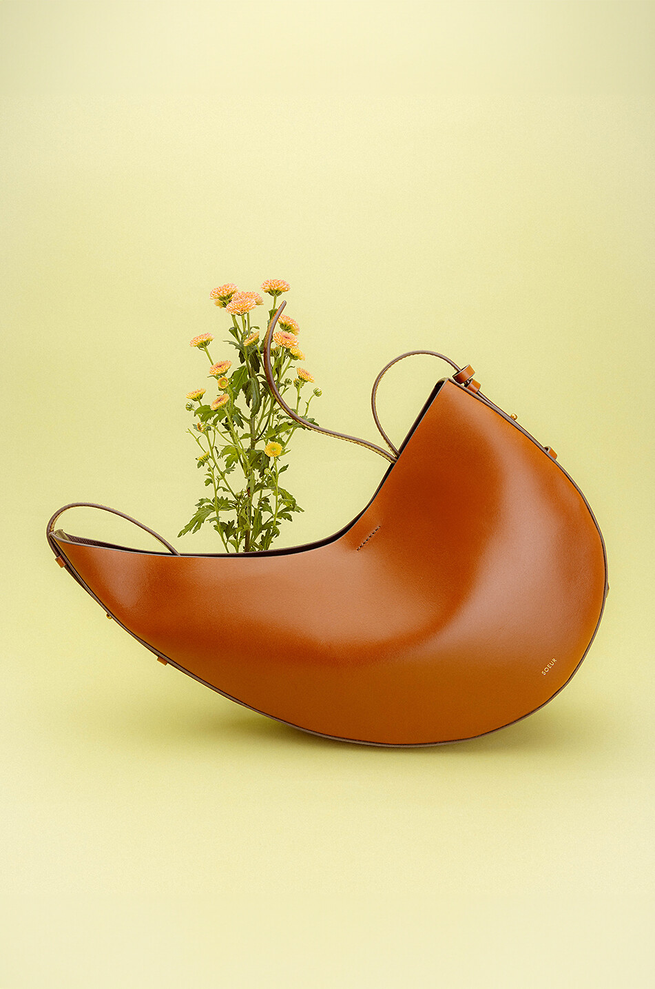 SOEUR Winona asymmetric leather shoulder bag Women CAMEL 3