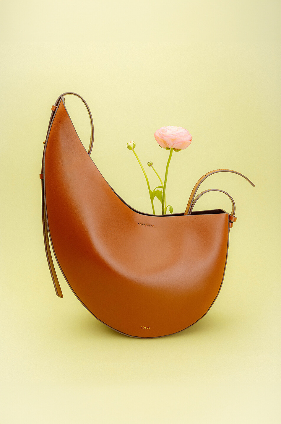 SOEUR Winona asymmetric leather shoulder bag Women CAMEL 5