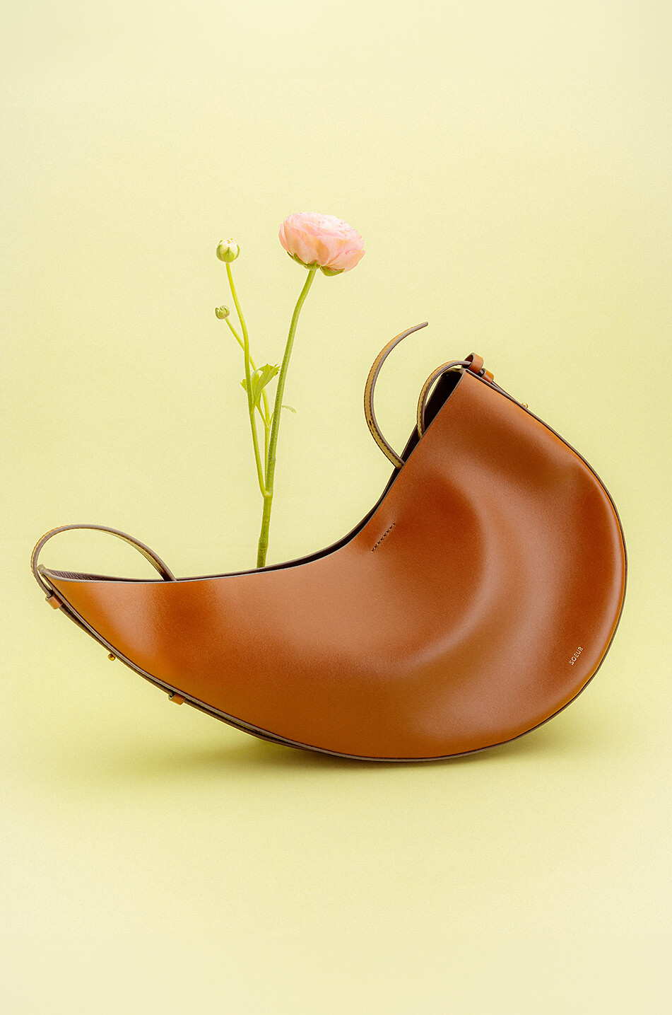 SOEUR Winona asymmetric leather shoulder bag Women CAMEL 7