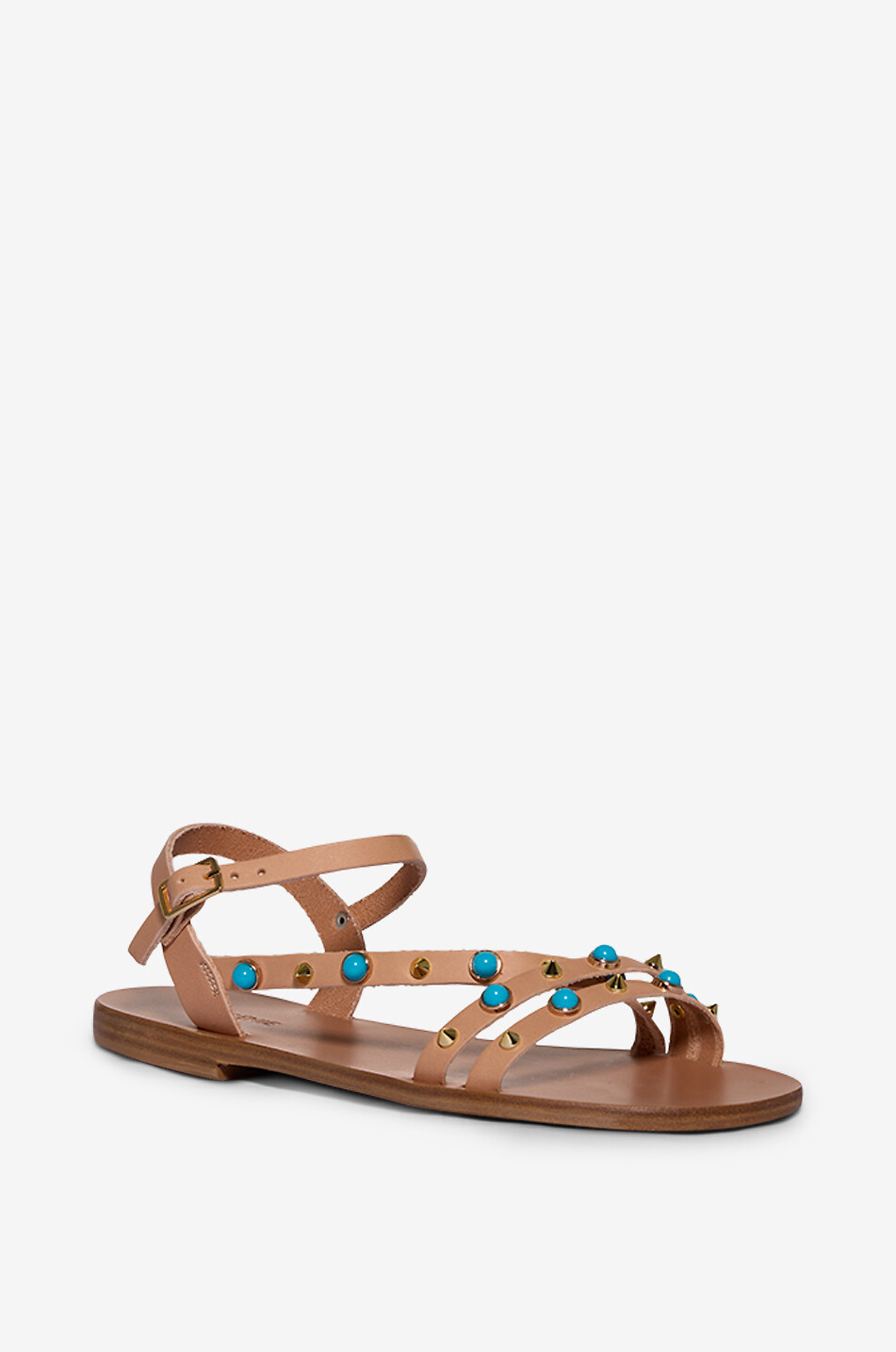 Sandalen aus Leder mit Cabochons Bon2