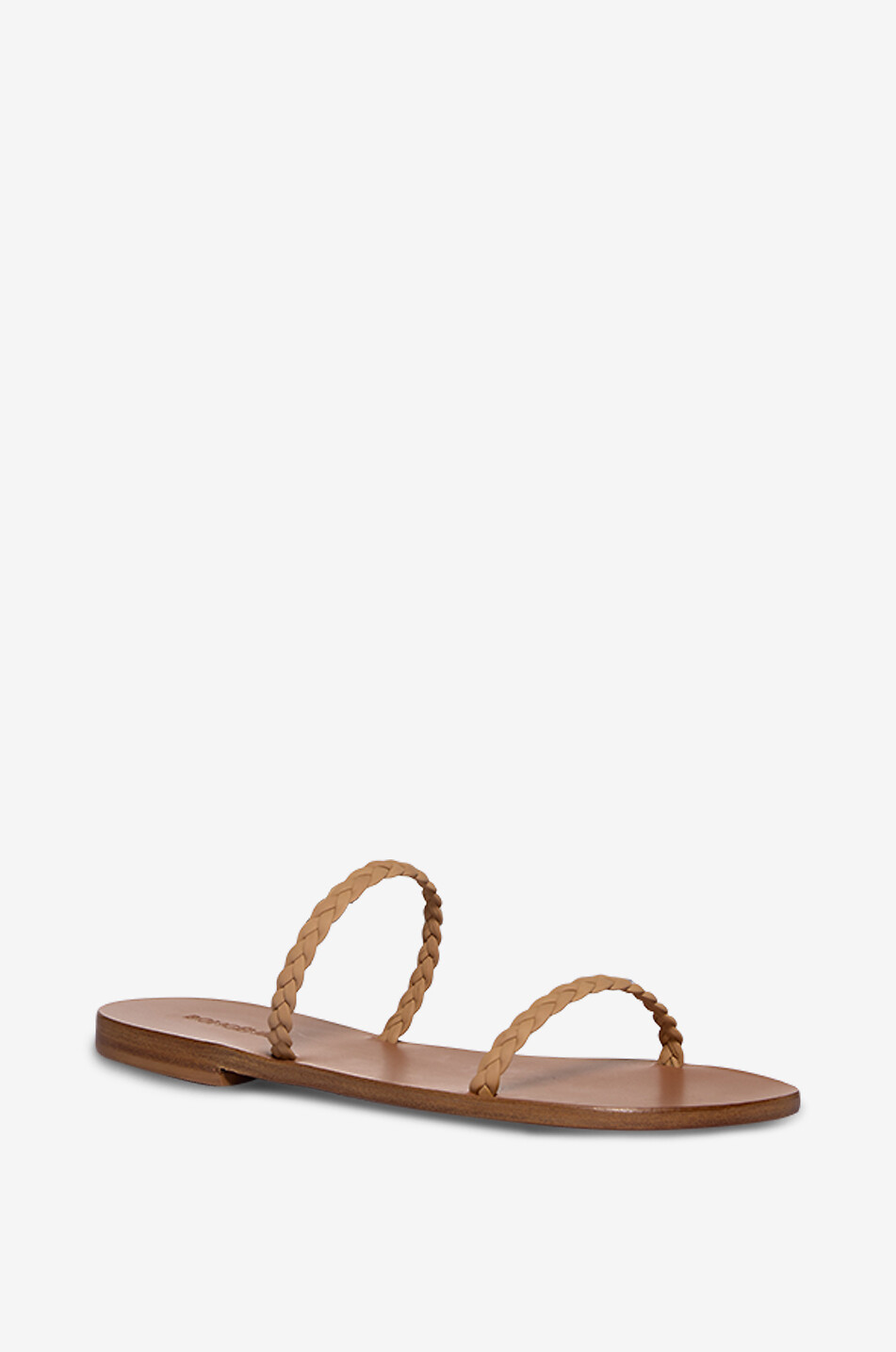 Mules en cuir tressé métallisé