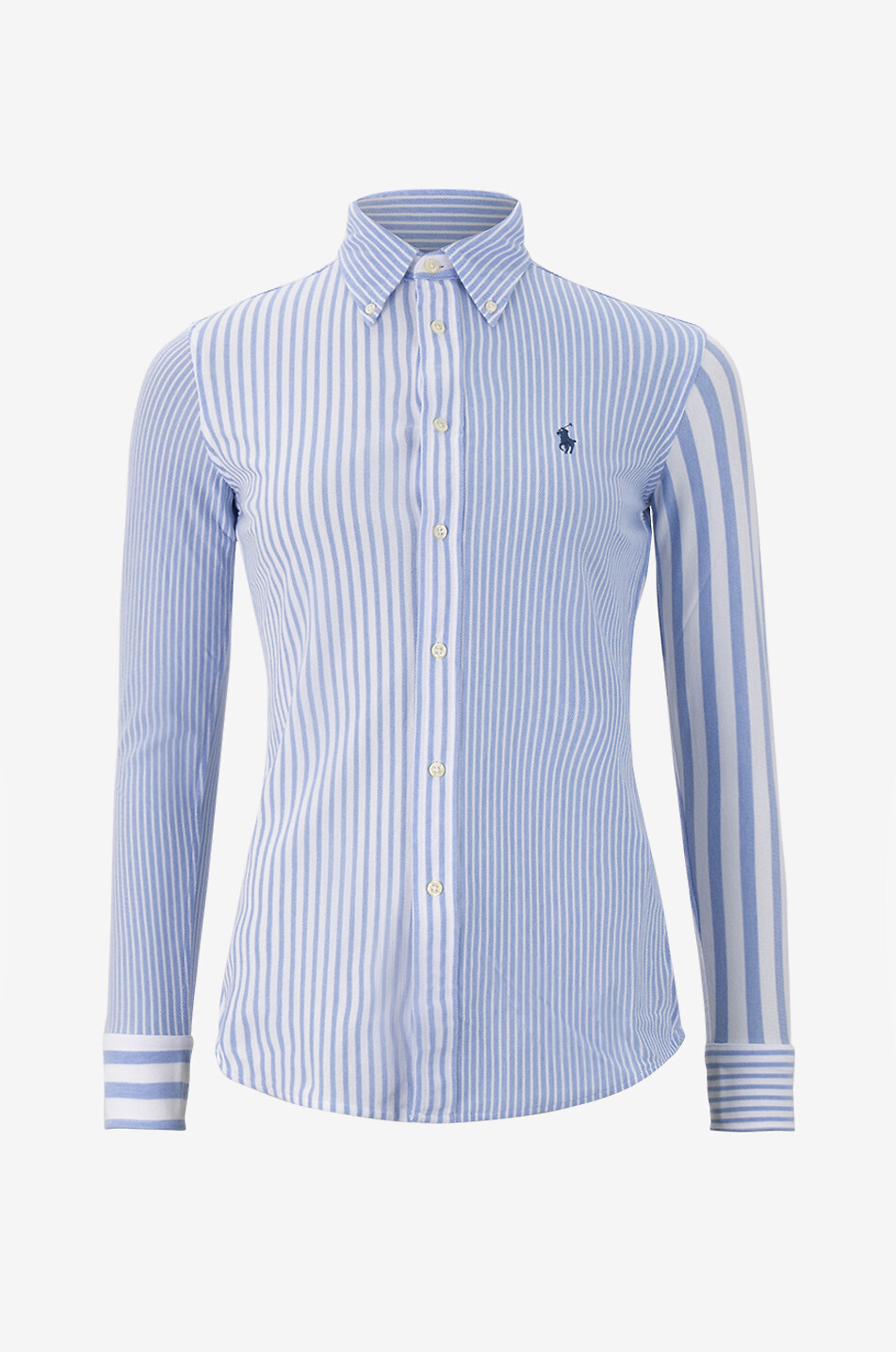Knit Oxford striped fitted cotton piqué shirt