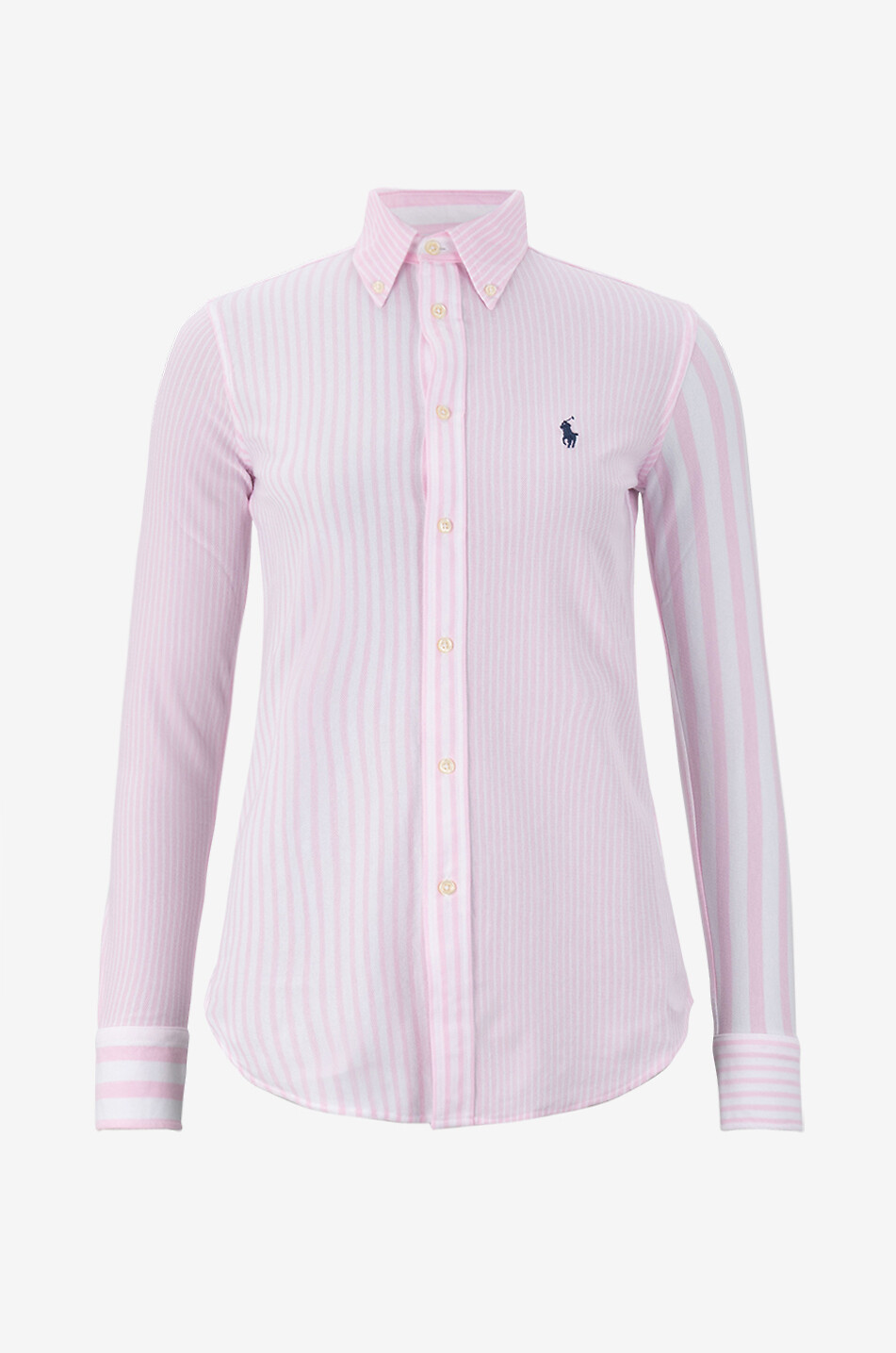 POLO RALPH LAUREN Schmales gestreiftes Baumwollpiqué-Hemd Knit Oxford Damen HELLROSA 1