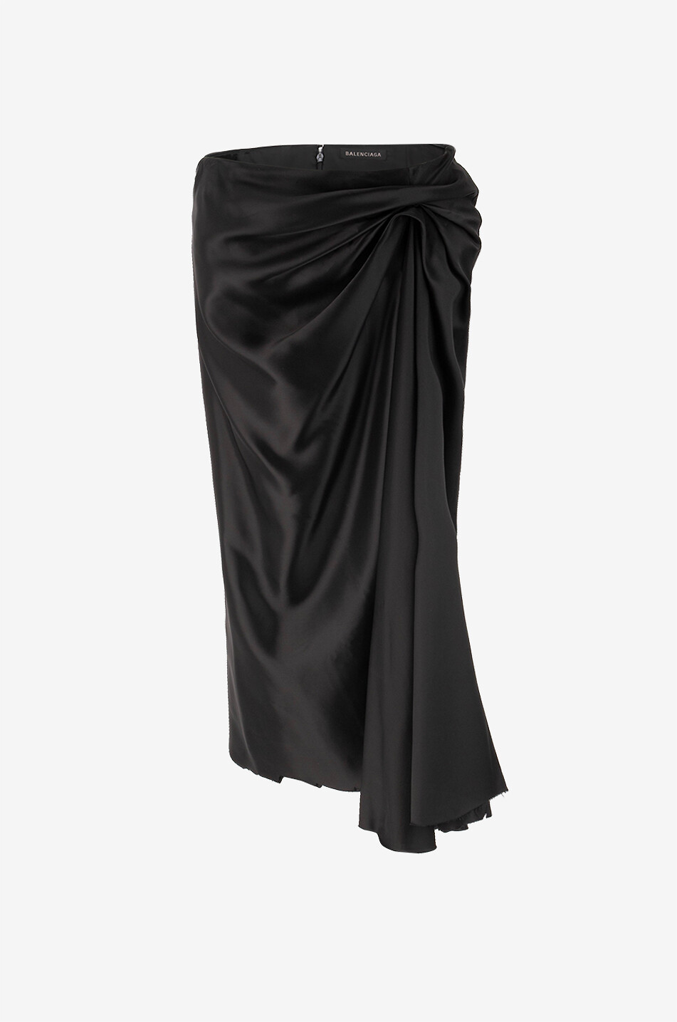 Satin-finish twill draped skirt