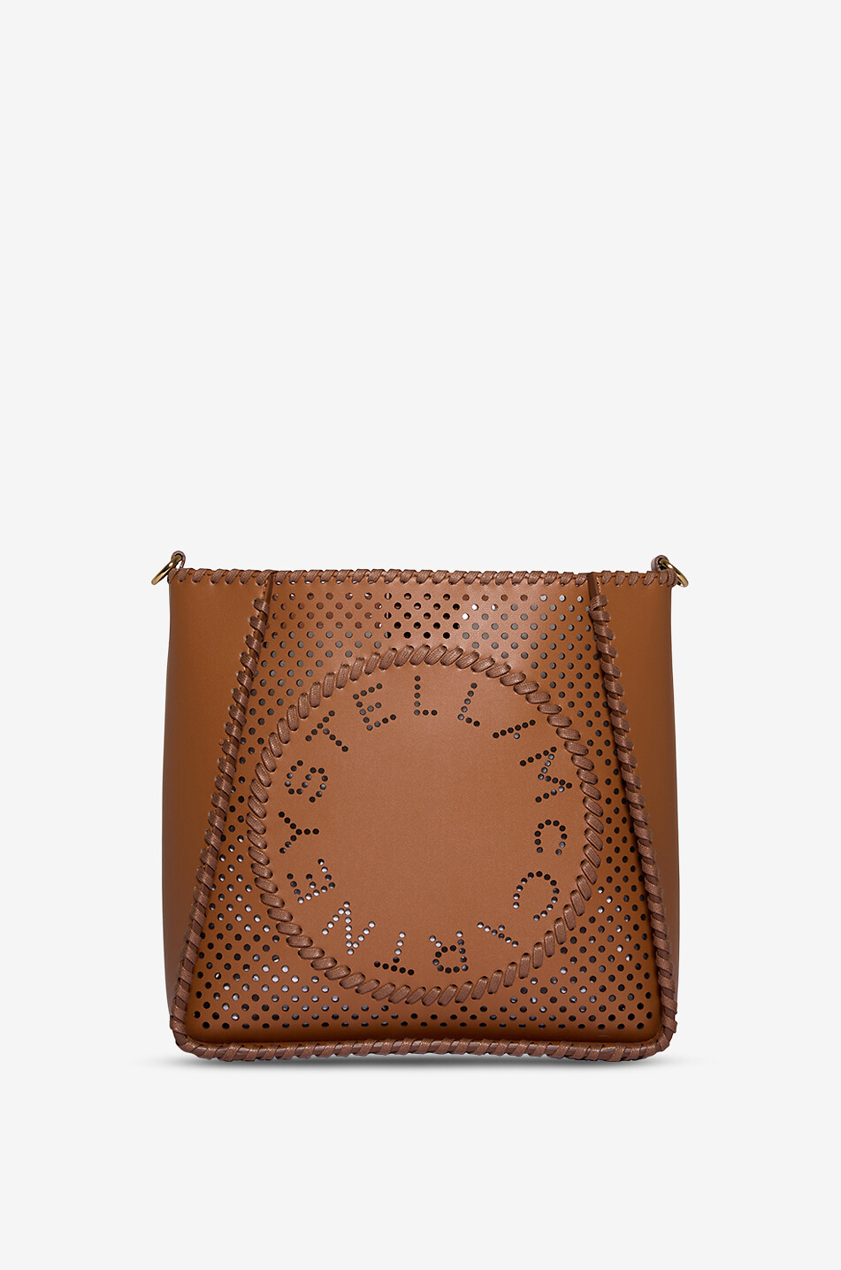 STELLA McCARTNEY Stella Logo punched vegan leather cross-body bag Women BROWN 1