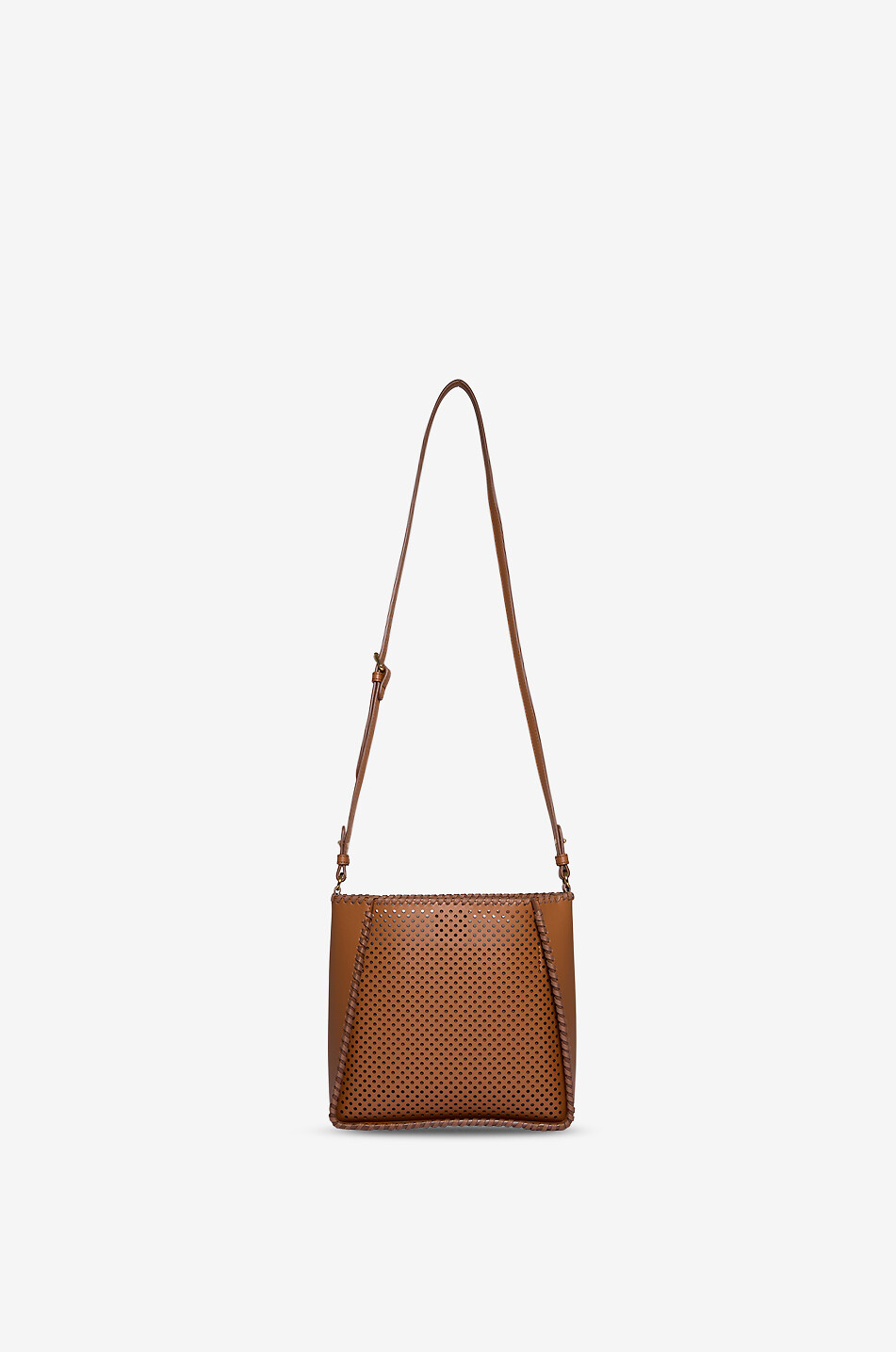 STELLA McCARTNEY Stella Logo punched vegan leather cross-body bag Women BROWN 3