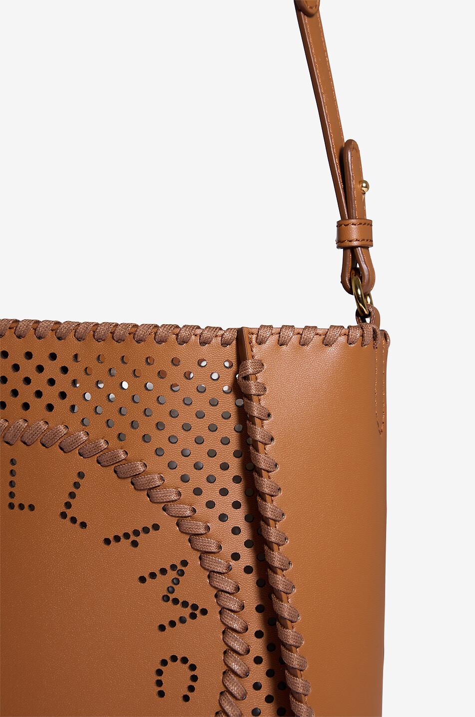 STELLA McCARTNEY Stella Logo punched vegan leather cross-body bag Women BROWN 5