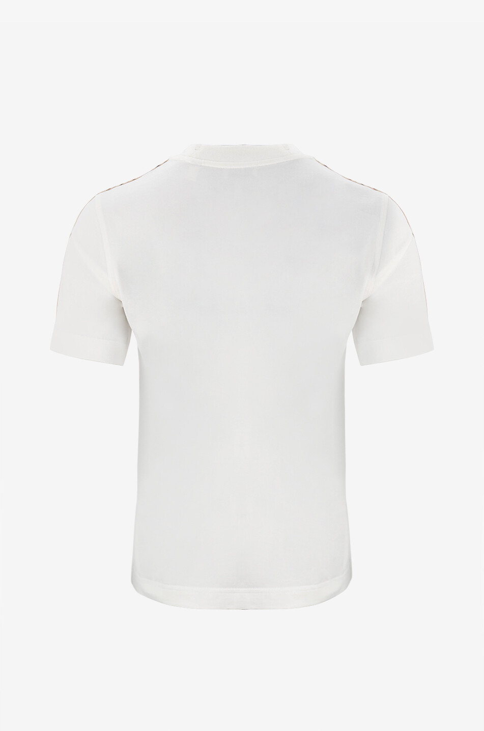 BURBERRY Kurzarm-T-Shirt mit Stickerei und Check-Bändern Damen WEISS 2