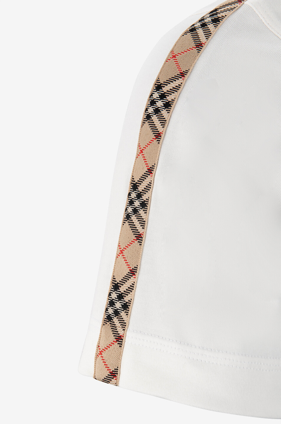 BURBERRY Kurzarm-T-Shirt mit Stickerei und Check-Bändern Damen WEISS 3