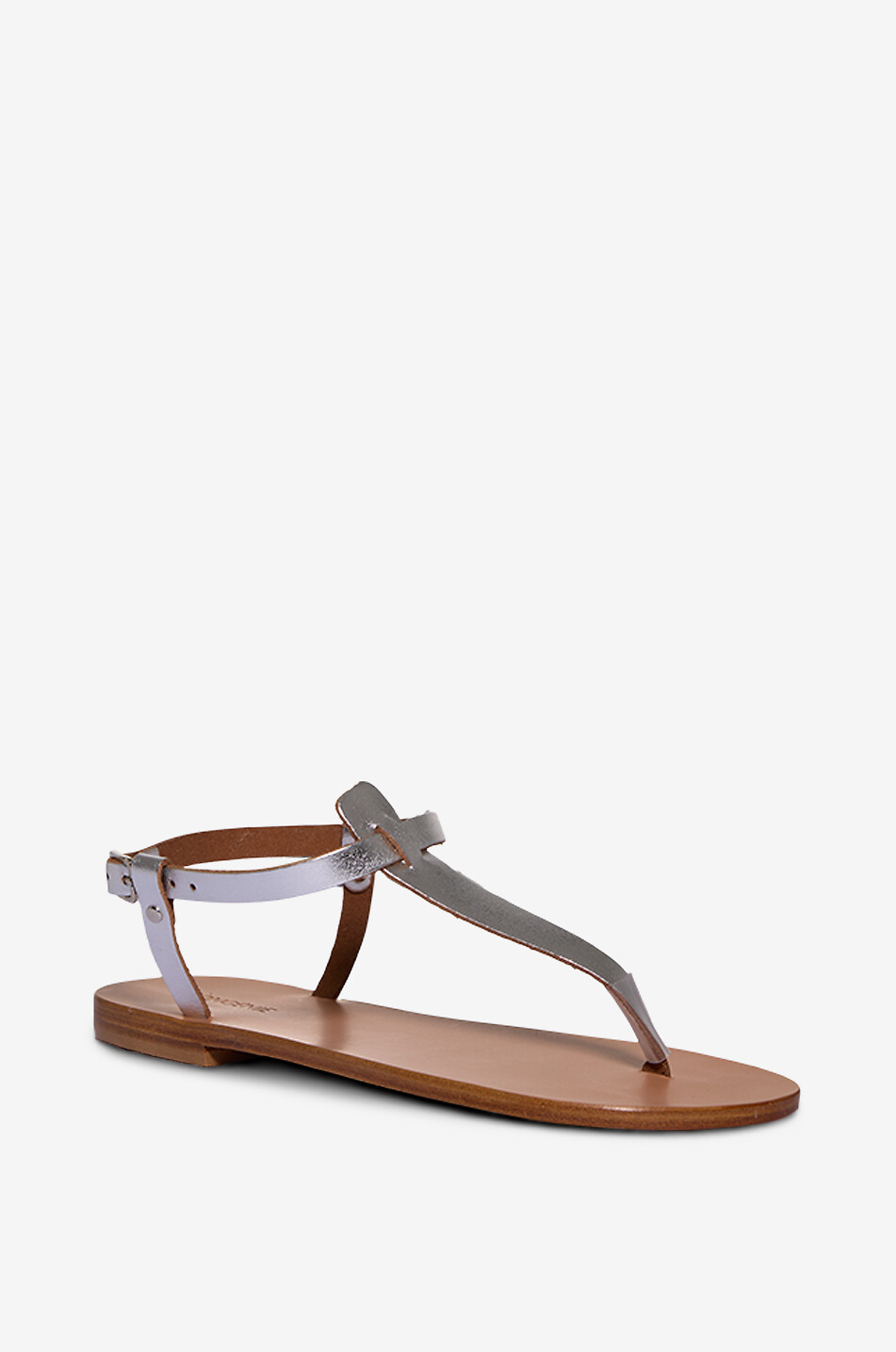 BONGENIE Sandalen aus Leder mit Zehenriemen Damen SILBER 1