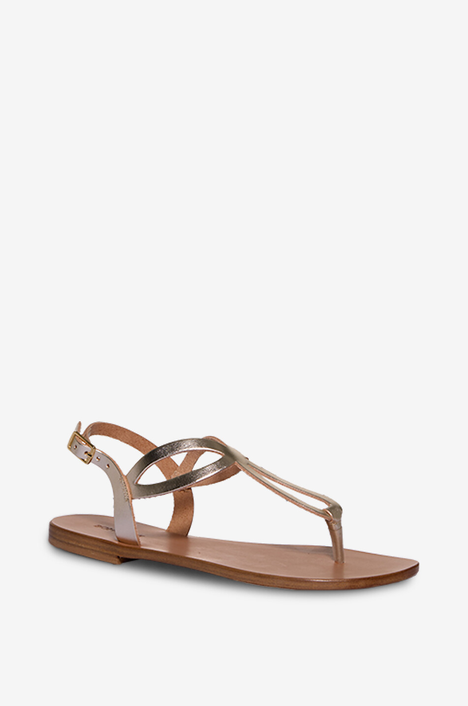 Zehensandalen aus goldenem Leder