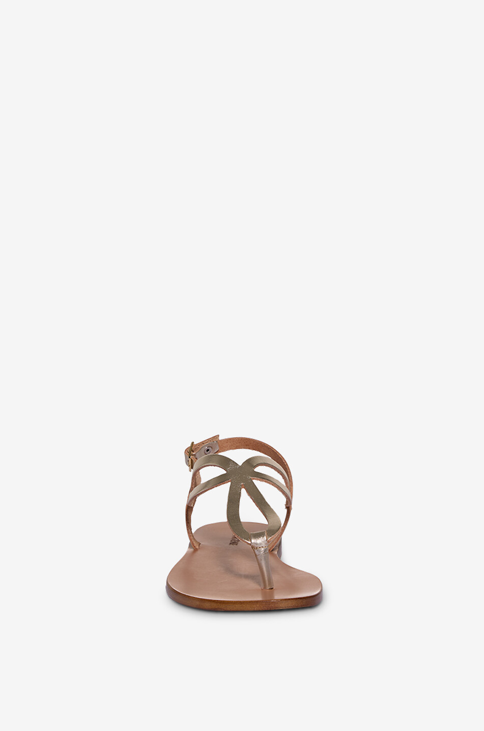 BONGENIE Nus-pieds en cuir doré à bride orteil Femme DORE 2