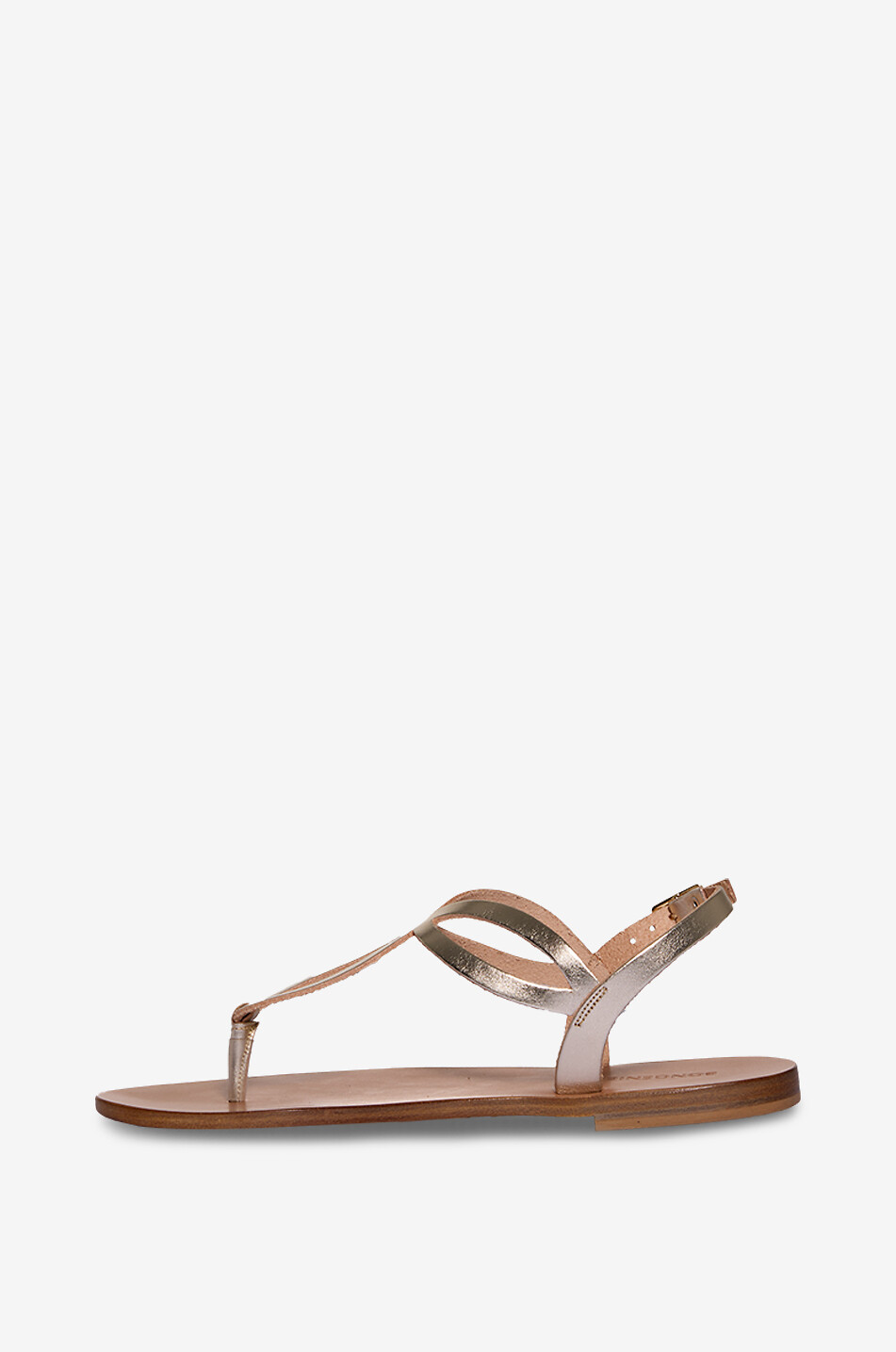 BONGENIE Nus-pieds en cuir doré à bride orteil Femme DORE 3